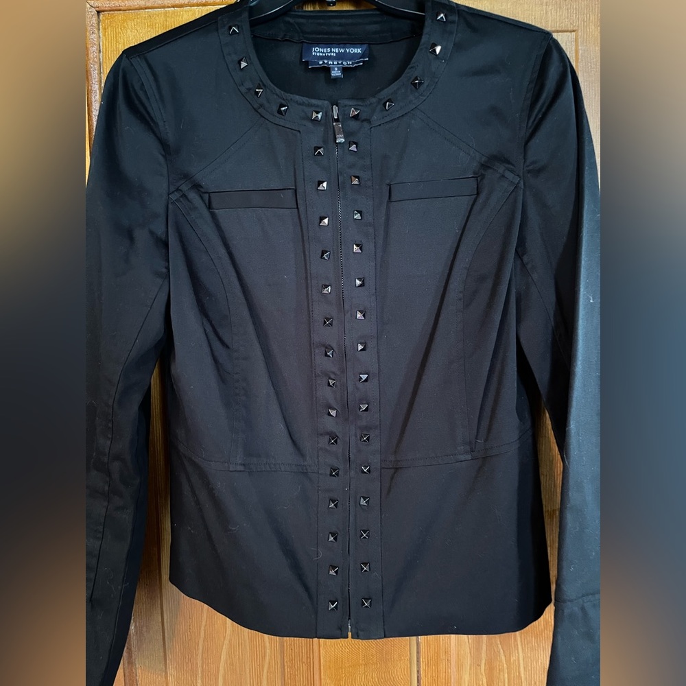 Jones New York Black Studded Fashion Jacket Size Small